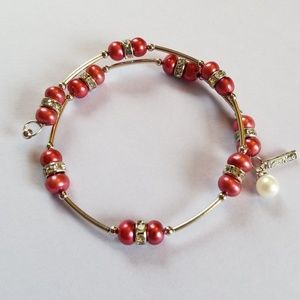 Vantel Pearls "Ruby" wire wrap bracelet